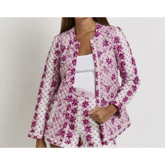 River Island Jackets & Blazers - River Island Quilted Floral Jacket with pockets, Tie Waist & Matching Shorts